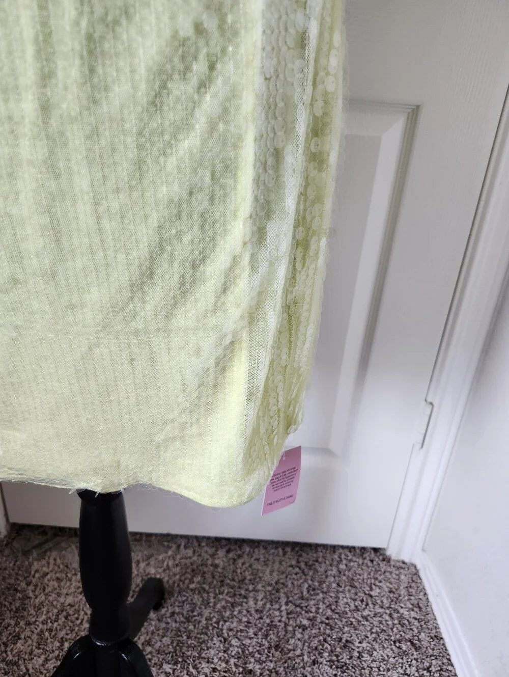 PrettyLittleThing Pastel Yellow Sequin Strappy 1 Shoulder Dress US 10
